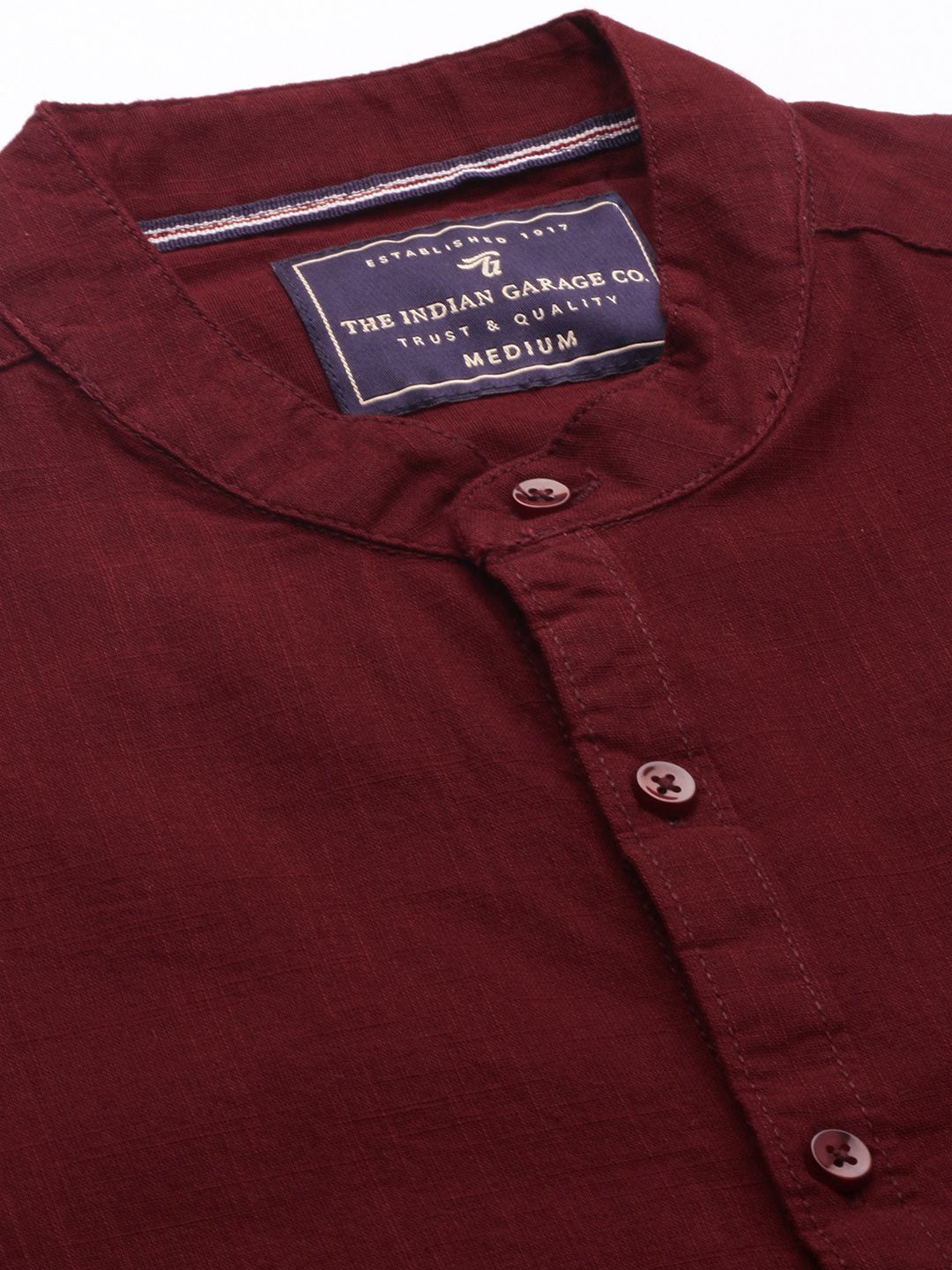 The Indian Garage Co Men Maroon Slim Fit Solid Casual Shirt