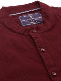 The Indian Garage Co Men Maroon Slim Fit Solid Casual Shirt
