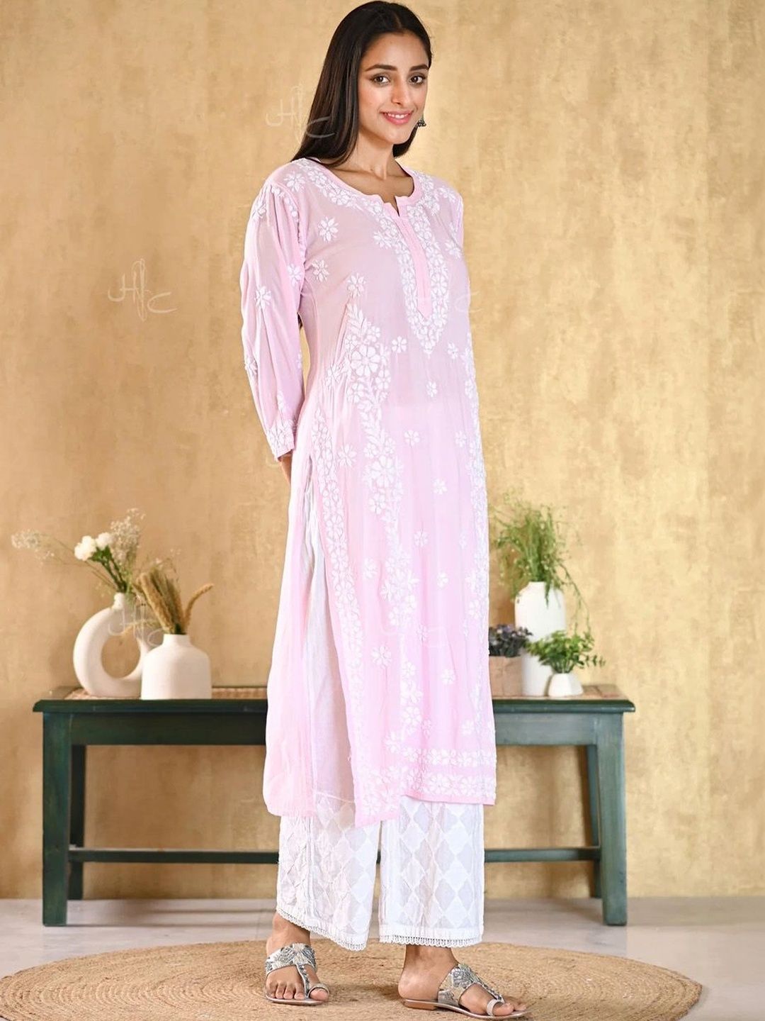 Rumah Wanita Chikankari Sulam Kurta Chikankari