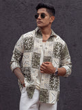 Powerlook Men Spread Collar Abstract Printed Casual Shirt