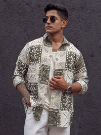 Powerlook Men Spread Collar Abstract Printed Casual Shirt