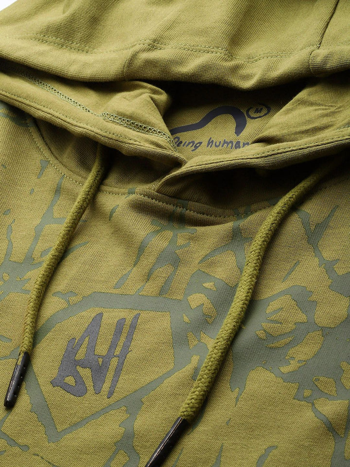 Being Human Abstract Printed Hooded Pure Cotton Sweatshirt