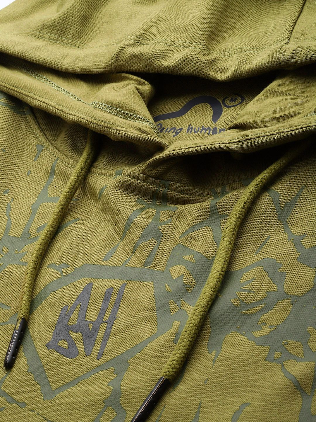 Being Human Abstract Printed Hooded Pure Cotton Sweatshirt