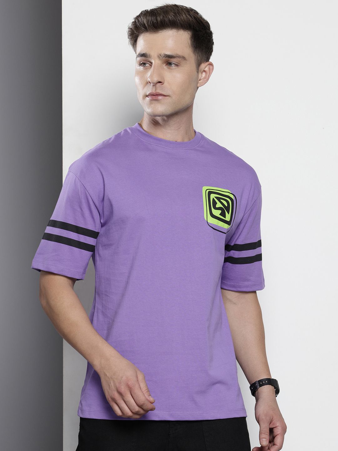 The Indian Garage Co Pure Cotton Scooby-Doo Printed Drop-Shoulder Sleeves Boxy T-shirt