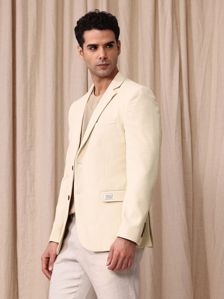 Mr.Bowerbird Self Design Textured Tailored Fit Single Breasted Casual Blazer