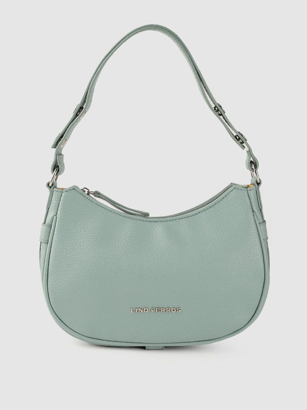 Lino Perros Women Sage Green Structured Baguette Bag