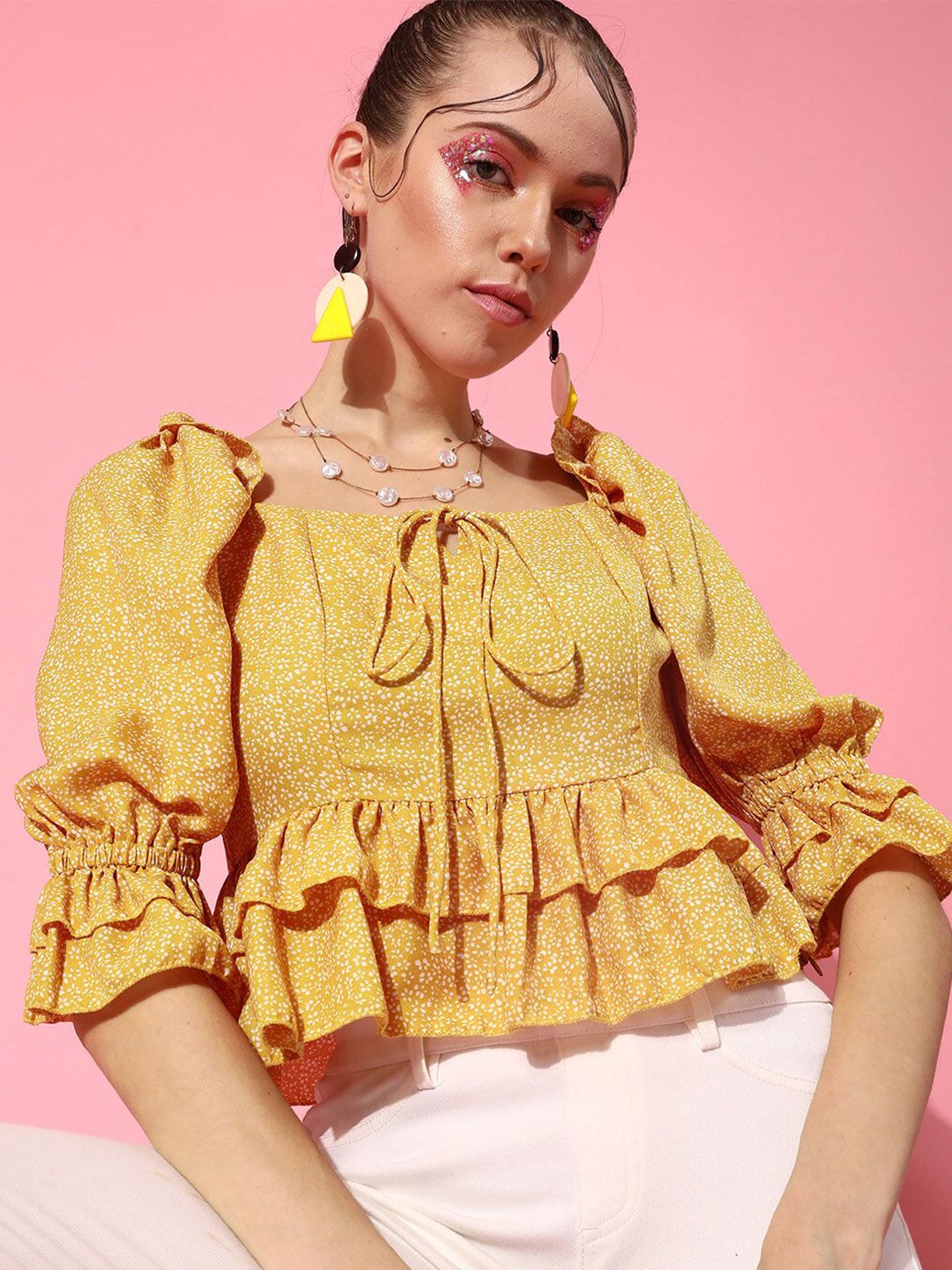 STREET 9 Yellow Floral Top