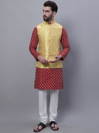 SOJANYA Embroidered Thread Work Kurta With Churidar With Nehru Jacket