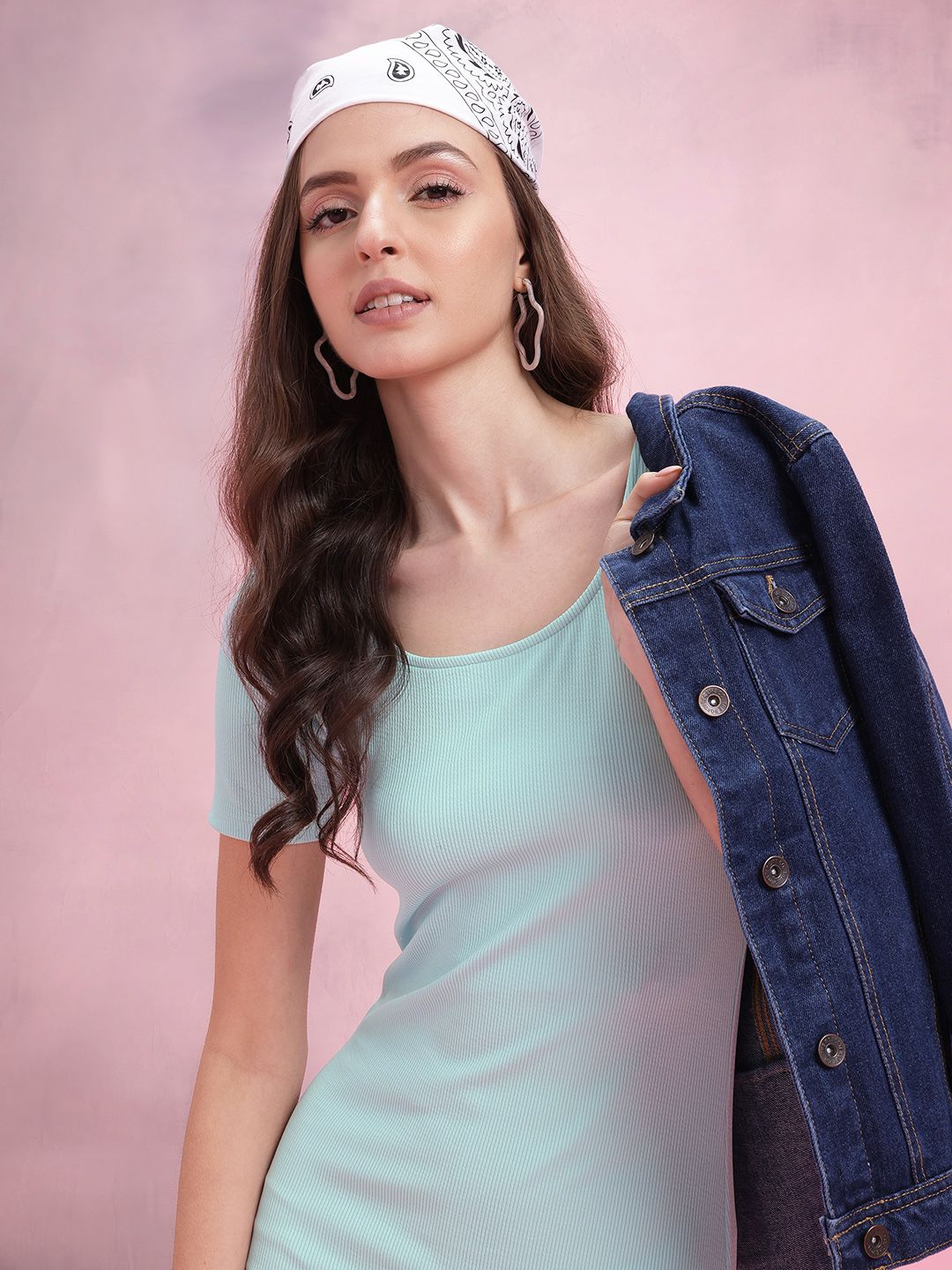 DressBerry Pastel Textured Ribbed Bodycon Dress