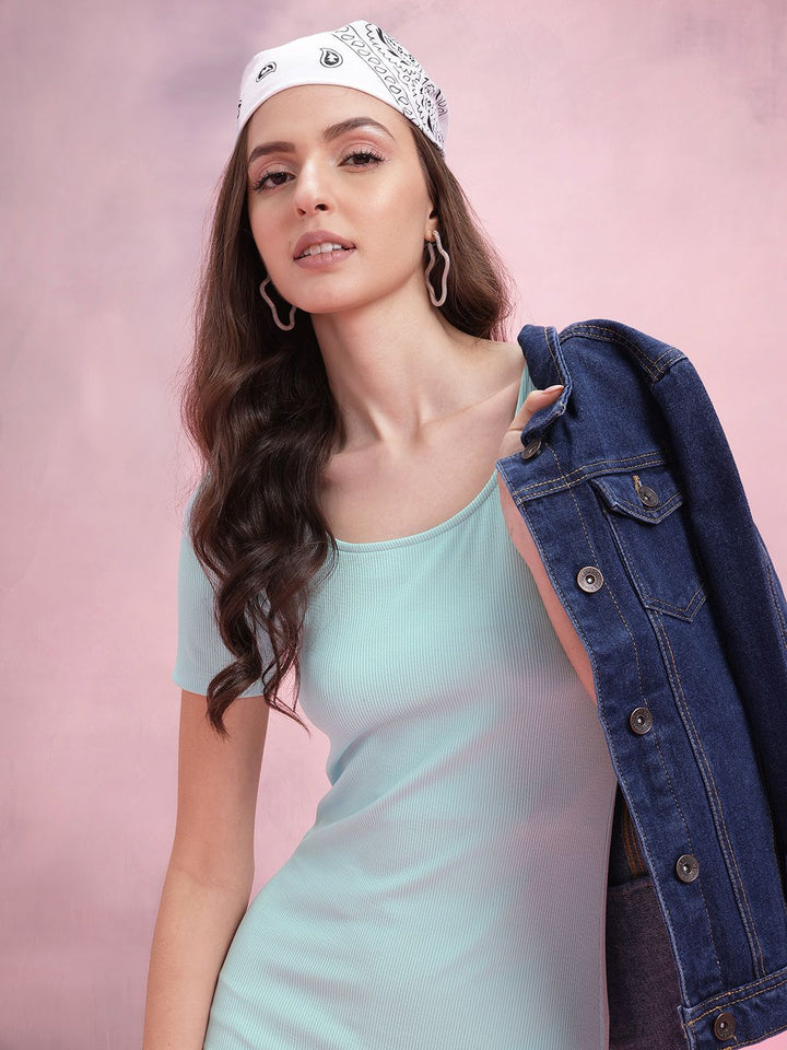 DressBerry Pastel Textured Ribbed Bodycon Dress