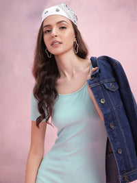 DressBerry Pastel Textured Ribbed Bodycon Dress