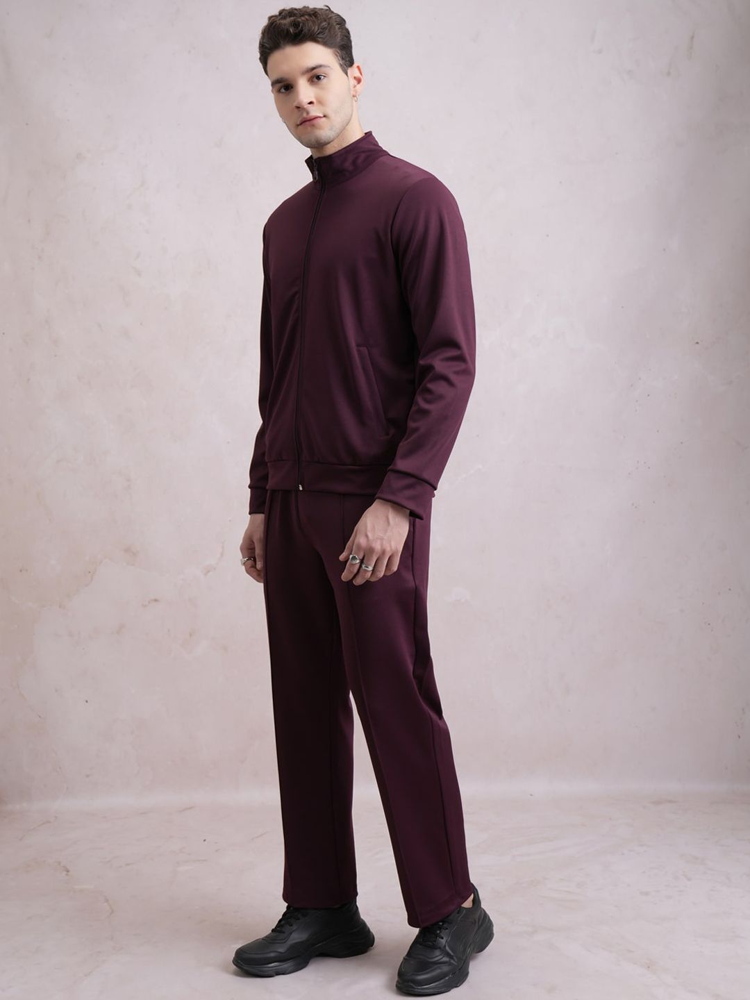 HIGHLANDER Burgundy Mock Collar Sweatshirt & Track Pants