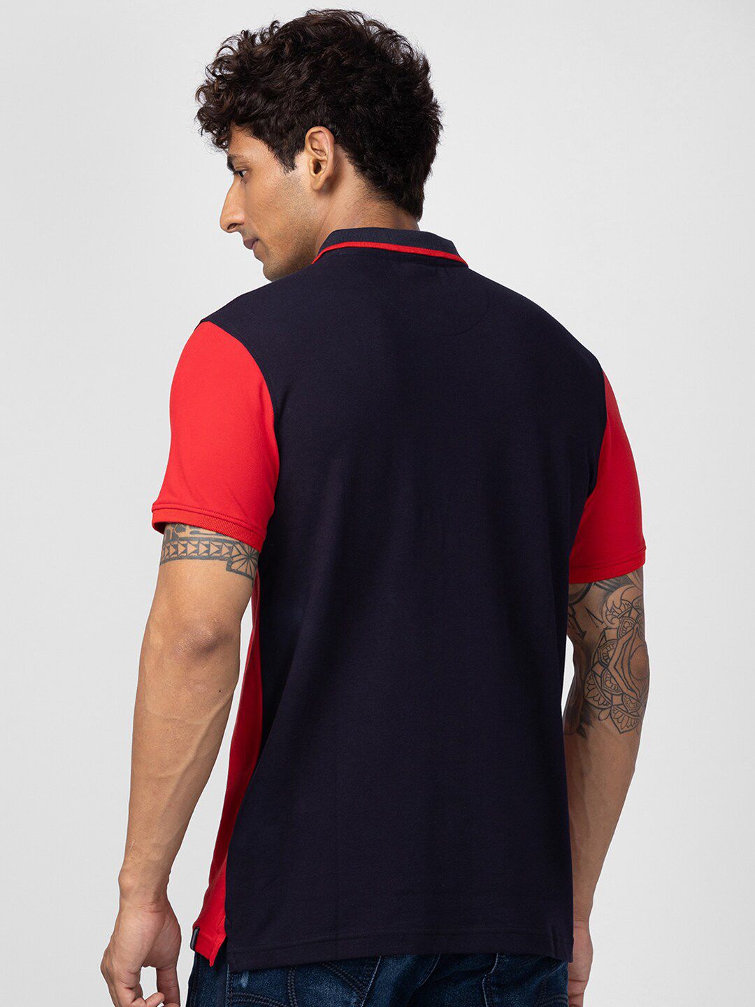 SPYKAR Men Colourblocked Polo Collar Slim Fit T-shirt