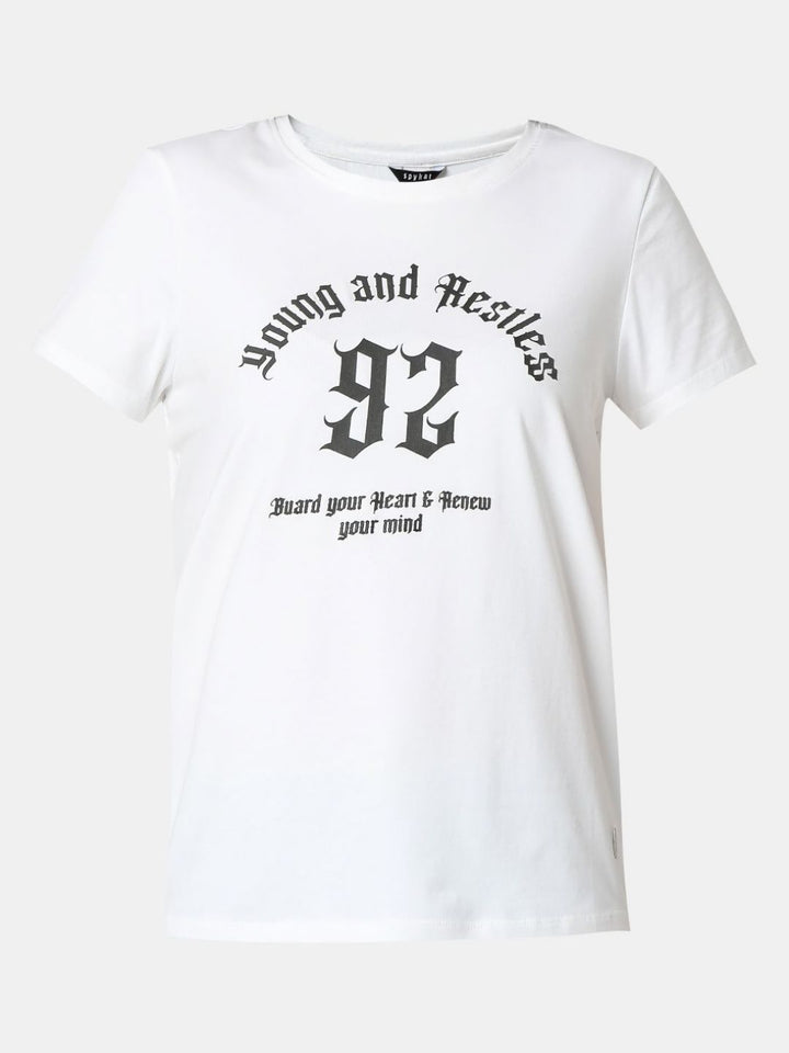 SPYKAR Women Typography Printed Round Neck Cotton T-shirt