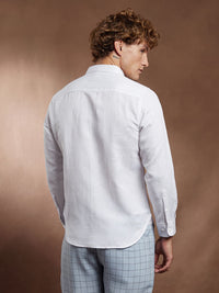 Campus Sutra Open-Weave Self Design Comfort Regular Fit Casual Shirt
