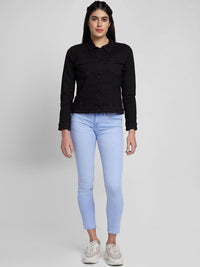SPYKAR Women Washed Crop Denim Jacket