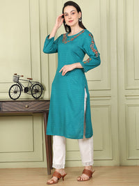 W Women Striped Flared Sleeves Sequinned Kurta