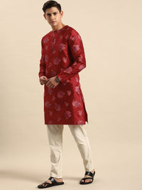 Anouk Men Floral Printed Round Neck Straight Kurta