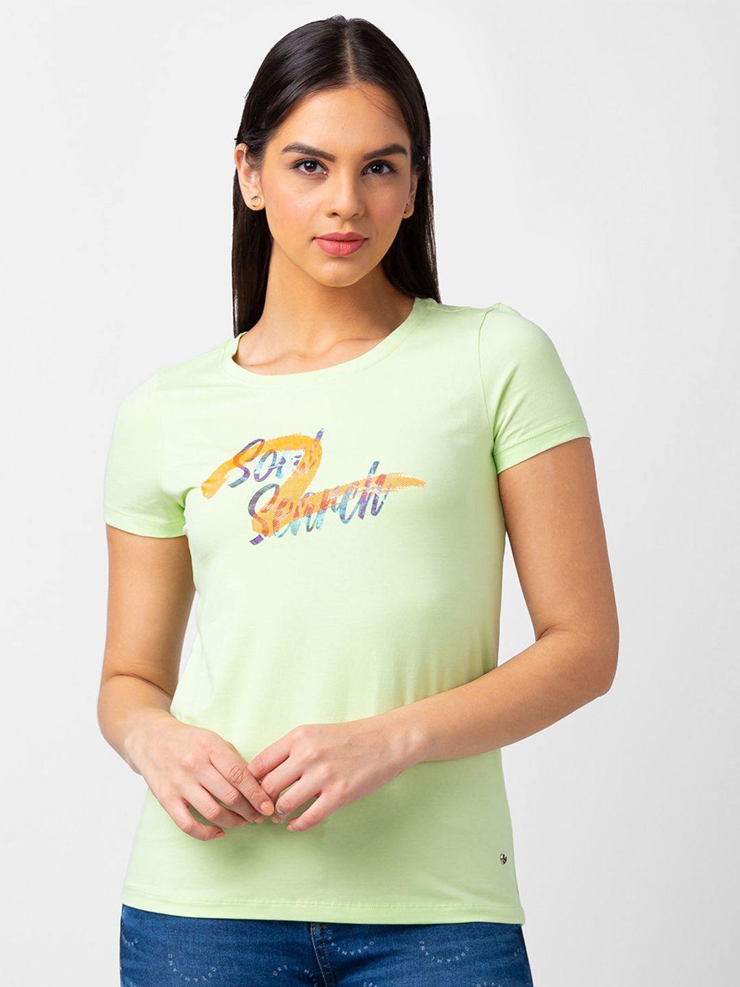 SPYKAR Women Typography Printed T-shirt