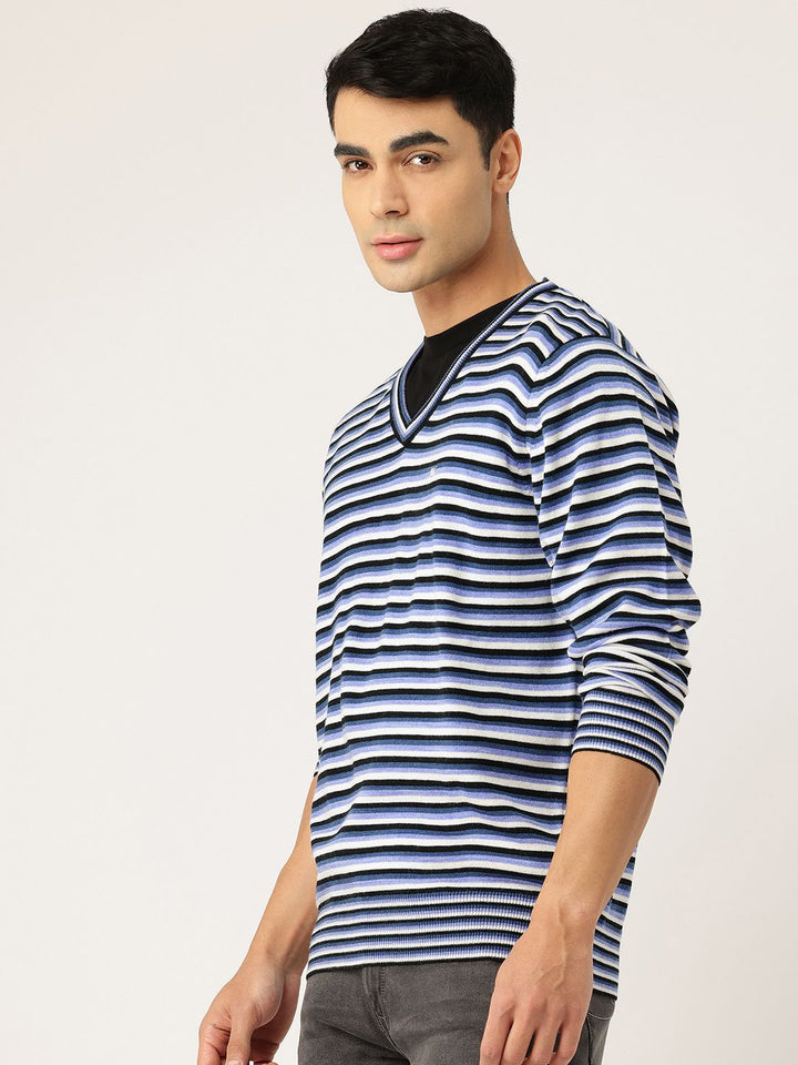 Monte Carlo Striped V-Neck Casual Pullover