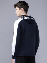 The Indian Garage Co Men Navy Blue Solid Hooded Sweatshirt