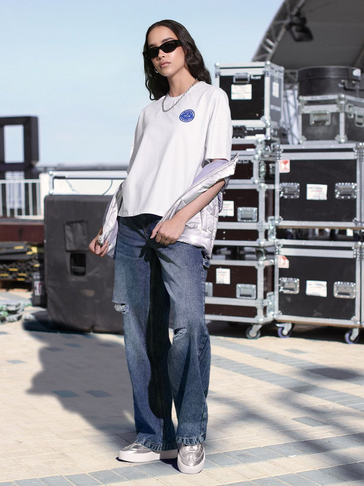 DressBerry Fanjabi Typo Print Oversized Drop Shoulder Concert T-shirt