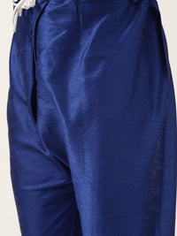 SOJANYA Men Blue & Green Solid Kurta with Churidar & Jacket