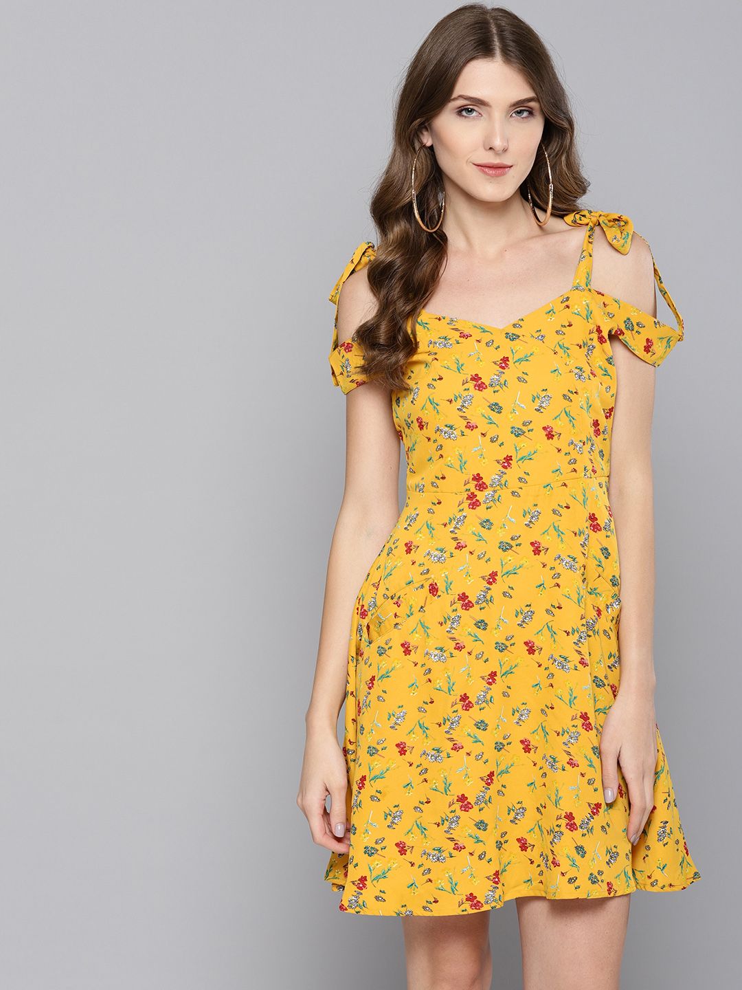STREET 9 Women Yellow & Red Printed Fit & Flare Dress