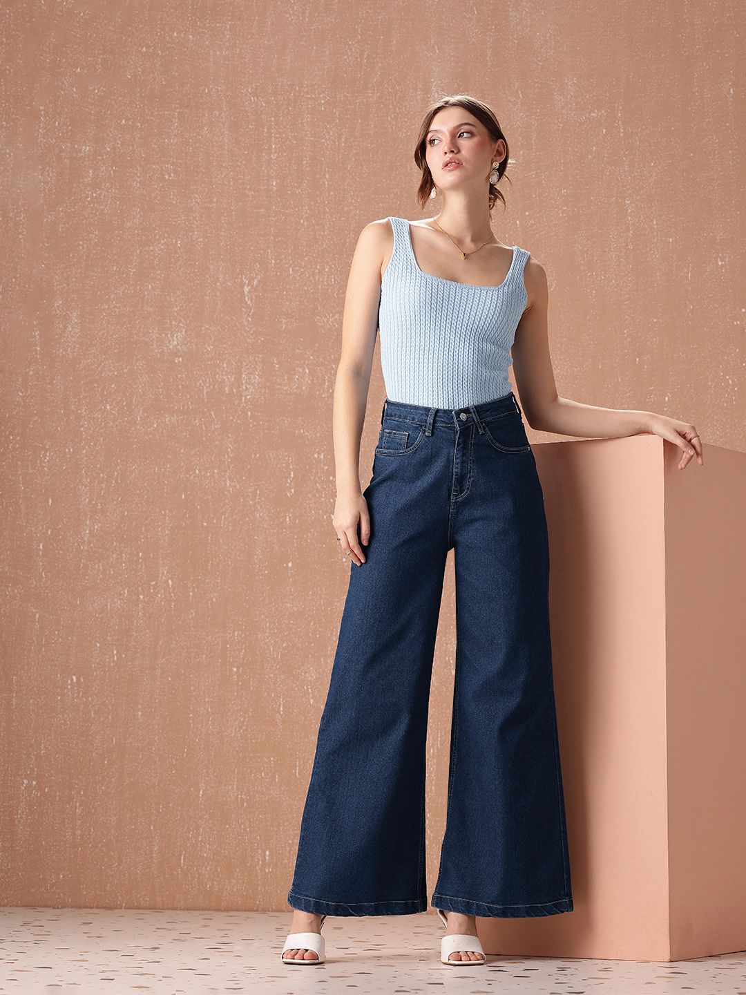 all about you Women Wide Leg High-Rise Stretchable Jeans