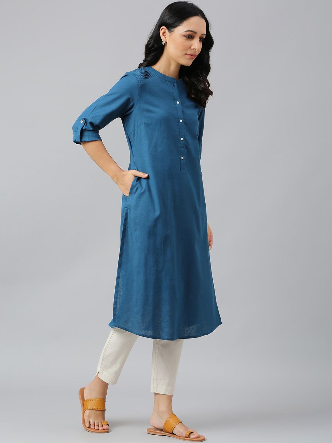 W Women Blue Indie Prints Kurta