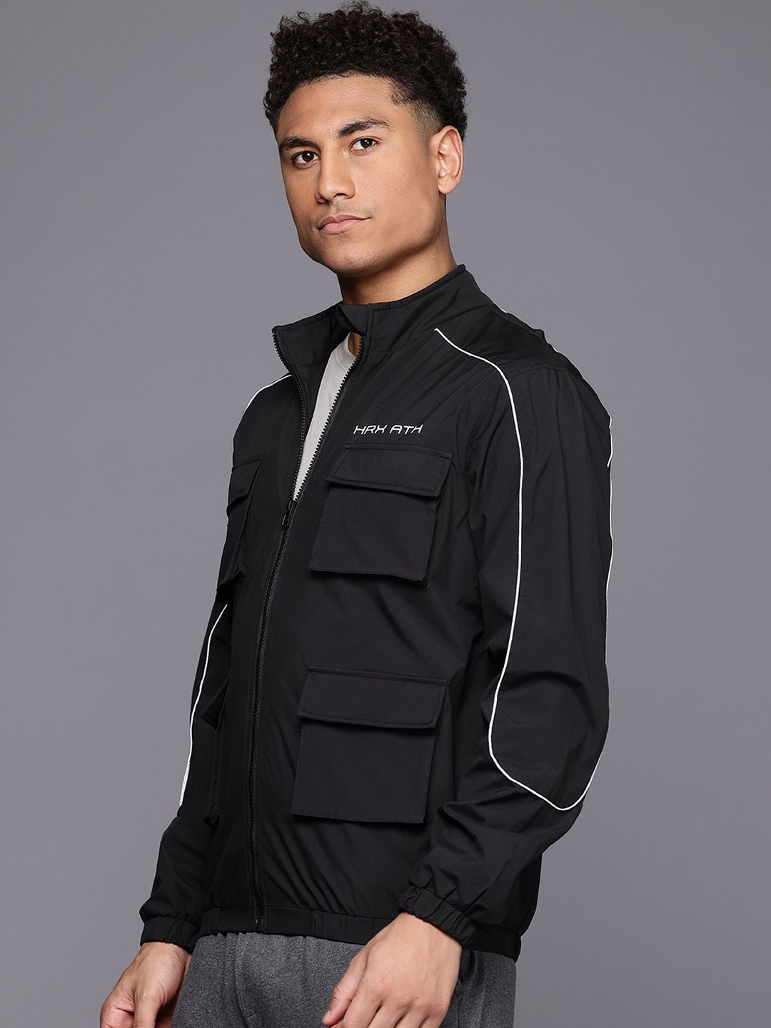 HRX by Hrithik Roshan Longline Cargo-Style Tailored Jacket