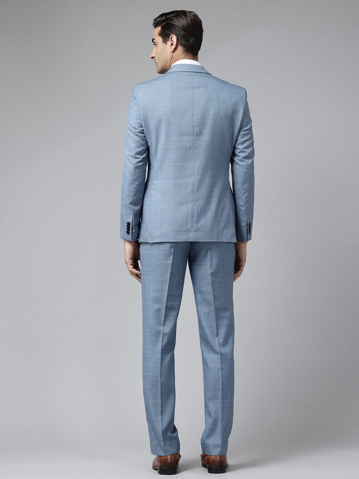 Park Avenue Slim Fit Checked Blazer & Trousers With Waistcoat