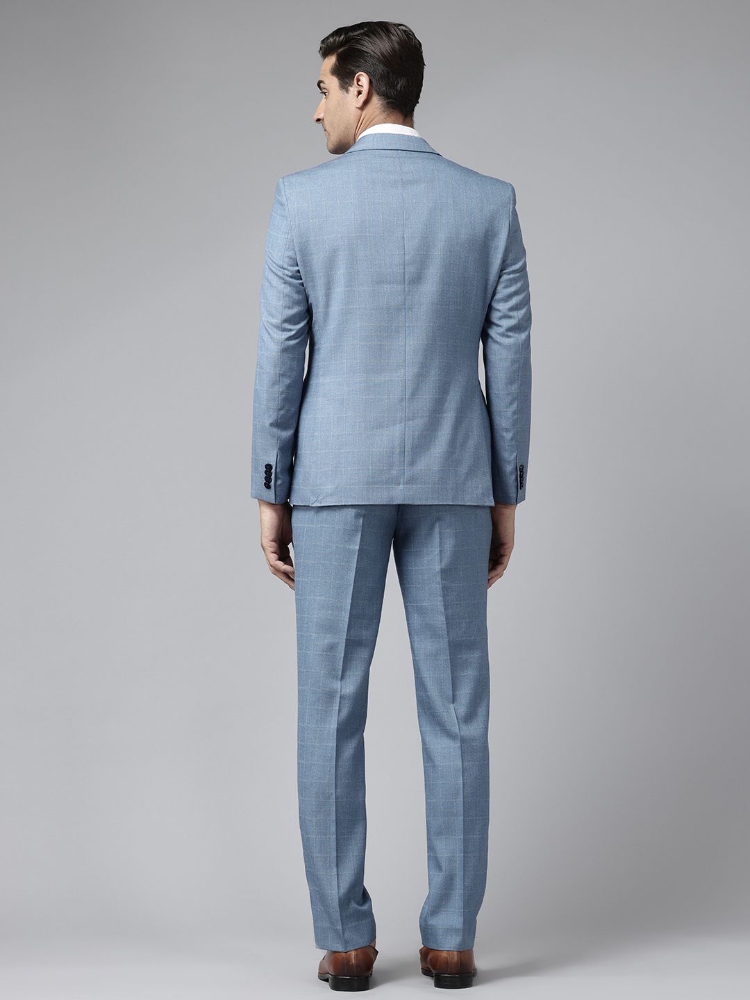 Park Avenue Slim Fit Checked Blazer & Trousers With Waistcoat