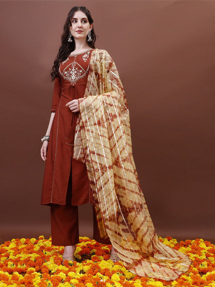KALINI Yoke Design Regular Gotta Patti Kurta with Palazzos & Dupatta