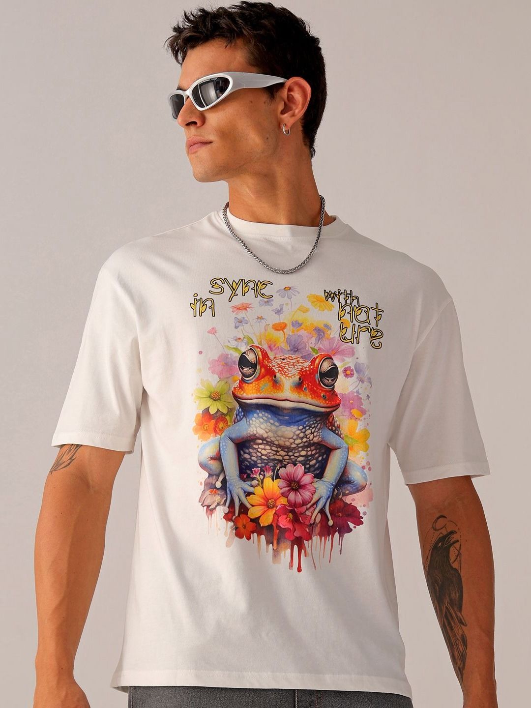 The Indian Garage Co Men Back Printed Relaxed Fit Pure Cotton T-shirt