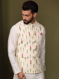 KISAH Men Printed Nehru Jacket