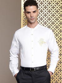 House of Pataudi Embroidered Detailed Pure Cotton Party Rozana Shirt