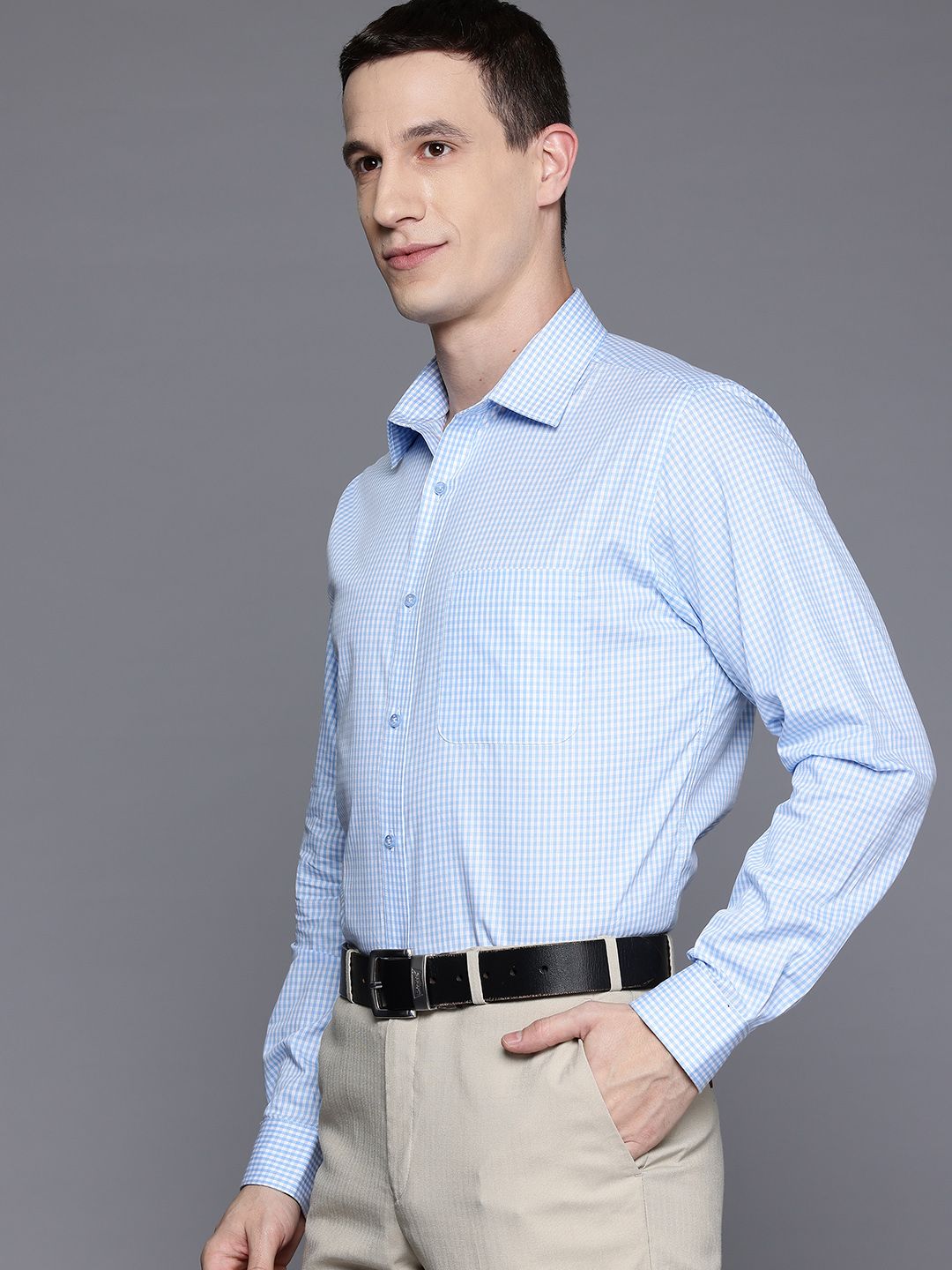Raymond Pure Cotton Slim Fit Checked Formal Shirt
