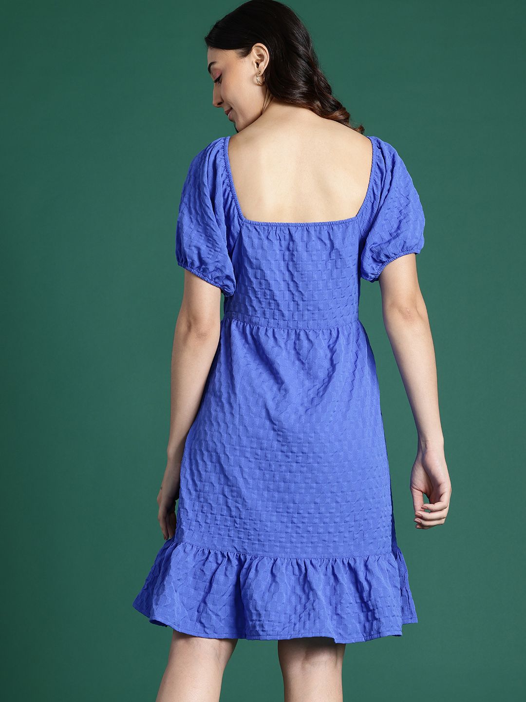 DressBerry Textured Sweetheart Neck  A-Line Dress