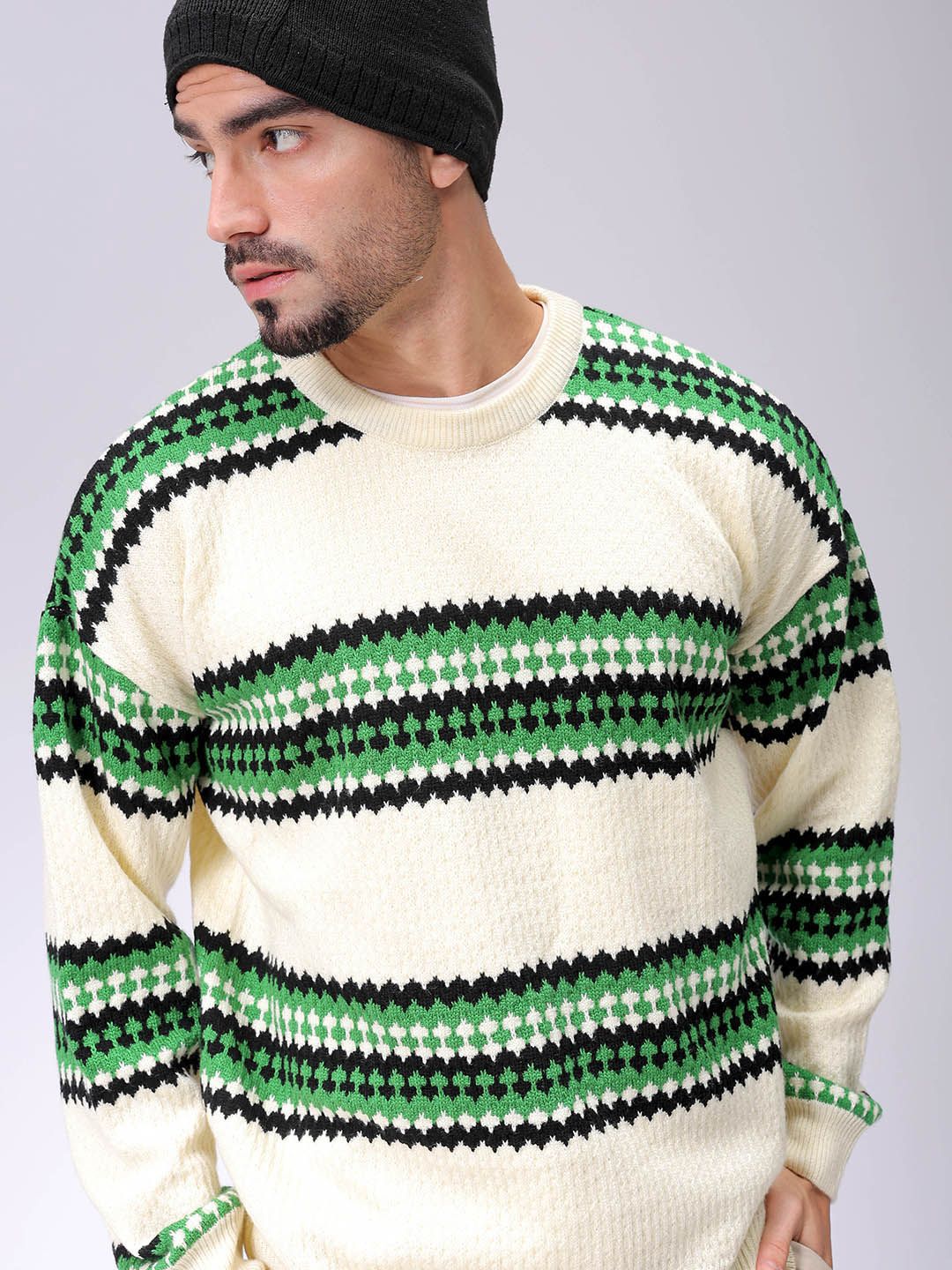 The Indian Garage Co Men Striped Pullover Sweaters