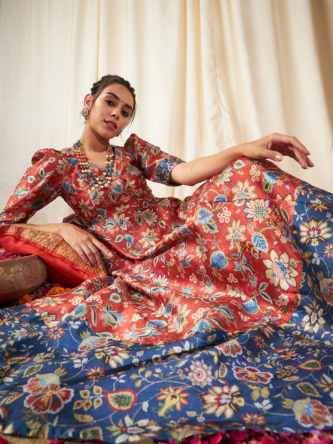 Shae by SASSAFRAS Orange & Blue Floral Maxi Dress