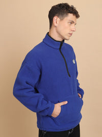 HIGHLANDER High Neck Half Zipper Drop Shoulder Sleeves Oversized Pullover Sweatshirt