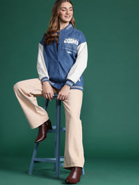 DressBerry Embroidered Suede Varsity Jacket