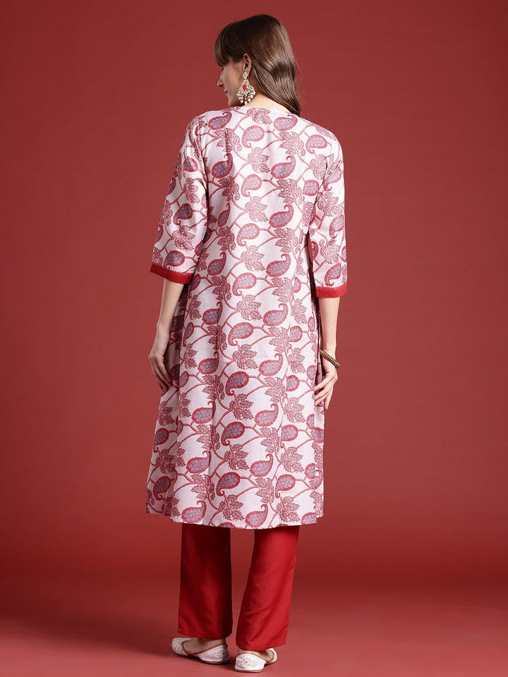 Anouk Ethnic Motifs Print Layered Kurta with Trousers & Top