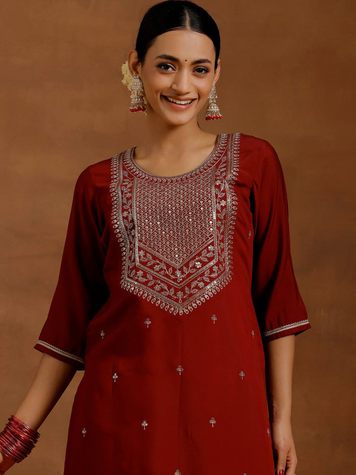 Libas Floral Embroidered Regular Sequinned Kurta With Salwar & Dupatta
