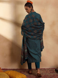 Indo Era Ethnic Motifs Printed Regular Pure Cotton Straight Kurta with Trousers & Dupatta