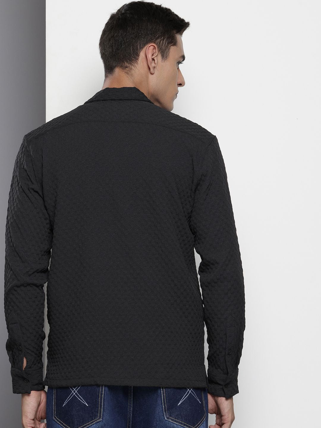 The Indian Garage Co Self Design Opaque Relaxed Fit Casual Shirt
