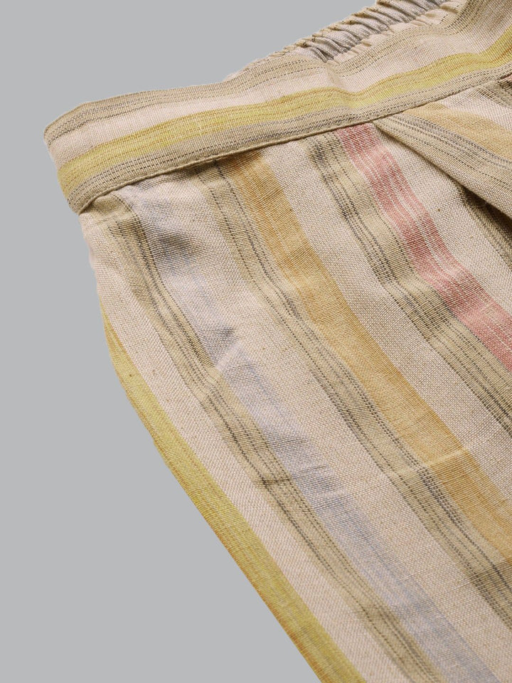 KALINI Geometric Woven Design Mandarin Collar Kurta with Trousers