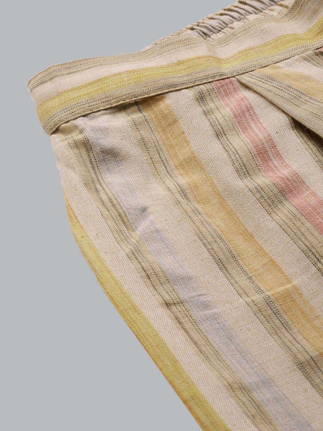 KALINI Geometric Woven Design Mandarin Collar Kurta with Trousers