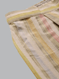 KALINI Geometric Woven Design Mandarin Collar Kurta with Trousers